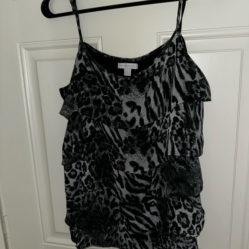 New York & Company Black and Gray Ruffled Camisole